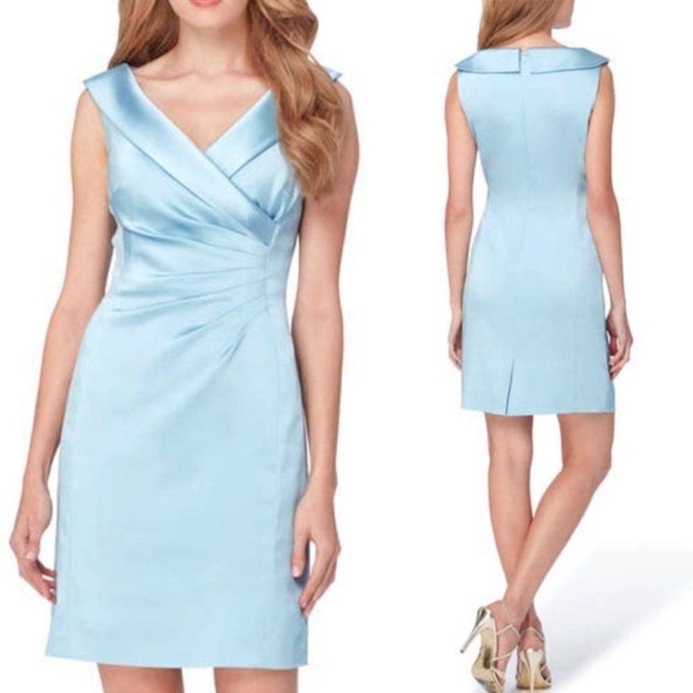 TAHARI Satin Blue Sheath Dress